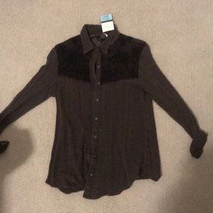 Washed Black, Buttoned Free People Top